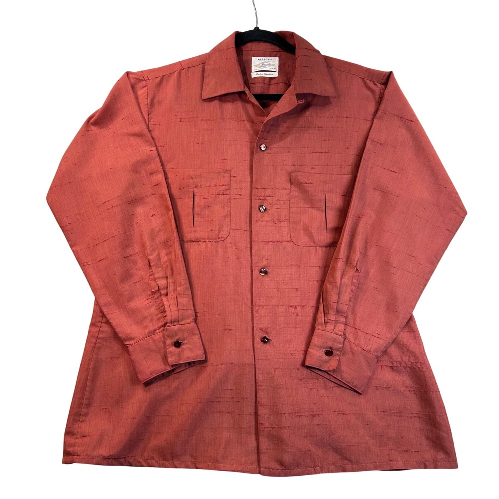 Vintage Arrow Decton Shantussa Shirt Mens Medium Rust Orange Slub Textured USA